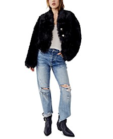 Women's Cropped Snap-Front All Night Faux-Fur Jacket