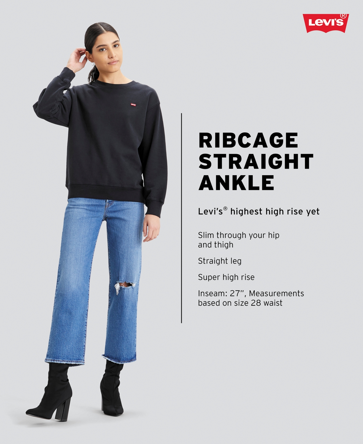 Levi's Women's Ribcage High Rise Straight Ankle Jeans In Elevated Taste