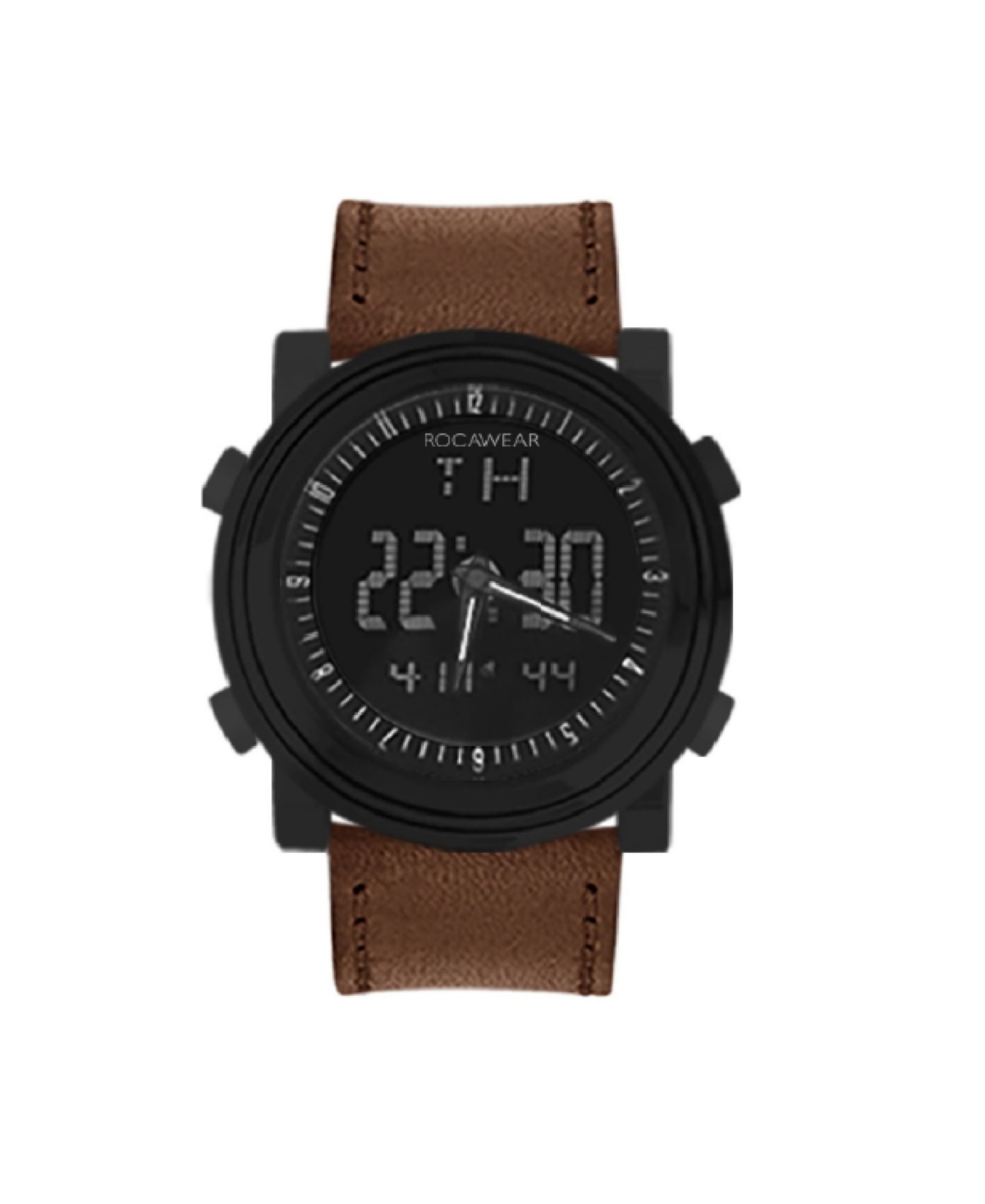 Men's Brown Leather Strap Watch 47mm - Black, Brown