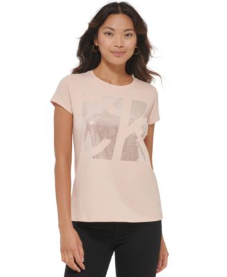 Calvin Klein - Women's Short Sleeve Metallic Logo Tee