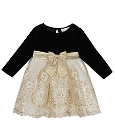Baby Girls Velvet Bodice to Corded Embroidery Mesh Skirt