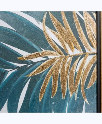 Canvas Coastal Leaves Framed Wall Art, 32" x 1" x 32"