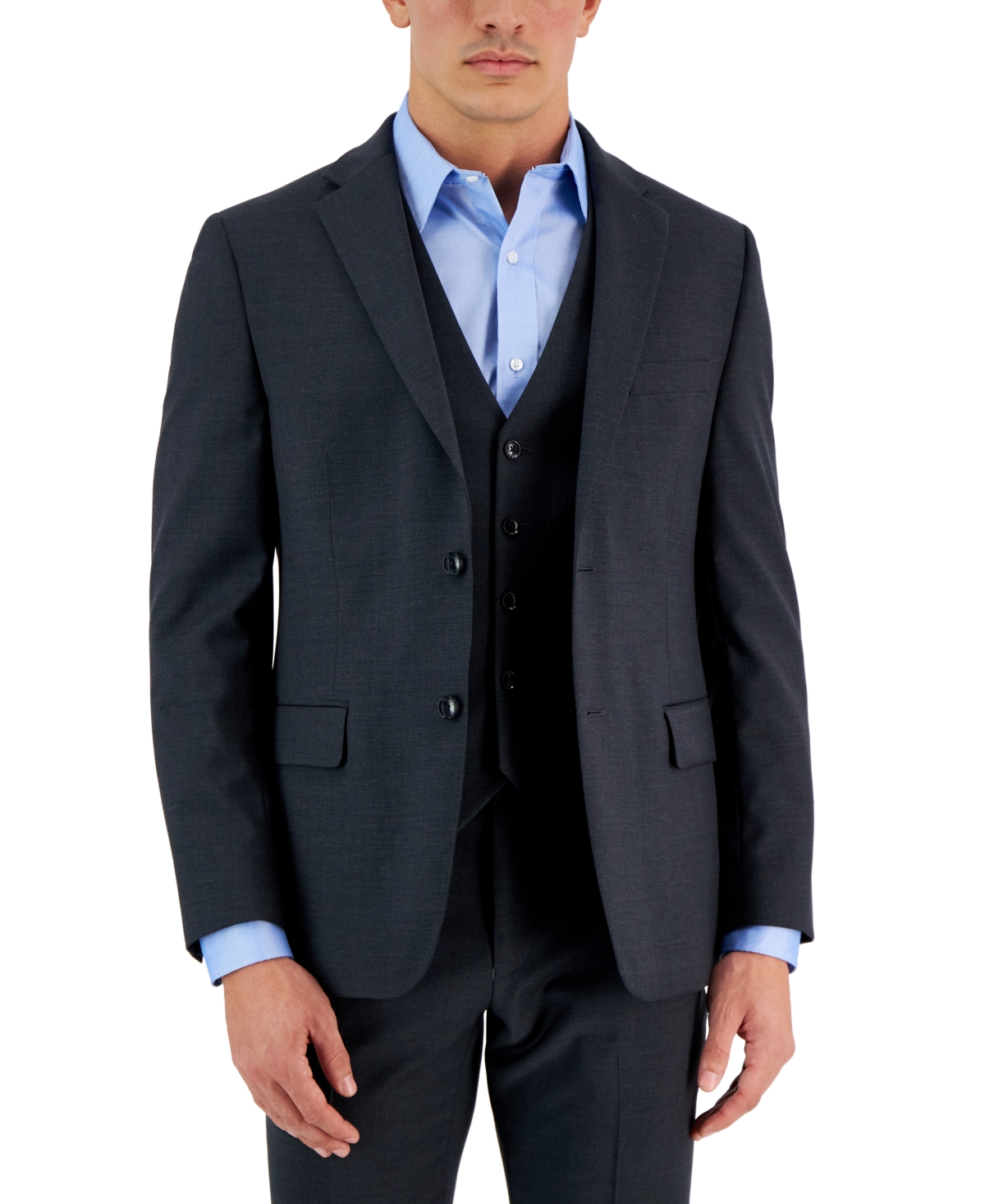 Tommy Hilfiger Men's Modern-fit Wool Th-flex Stretch Suit Jacket In Charcoal