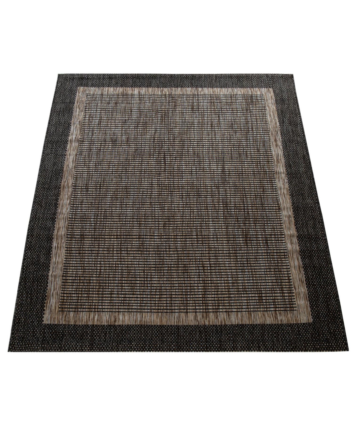 In- & Outdoor Rug Illusion Rustic Style Borderd In Anthracite - 24" X 39"