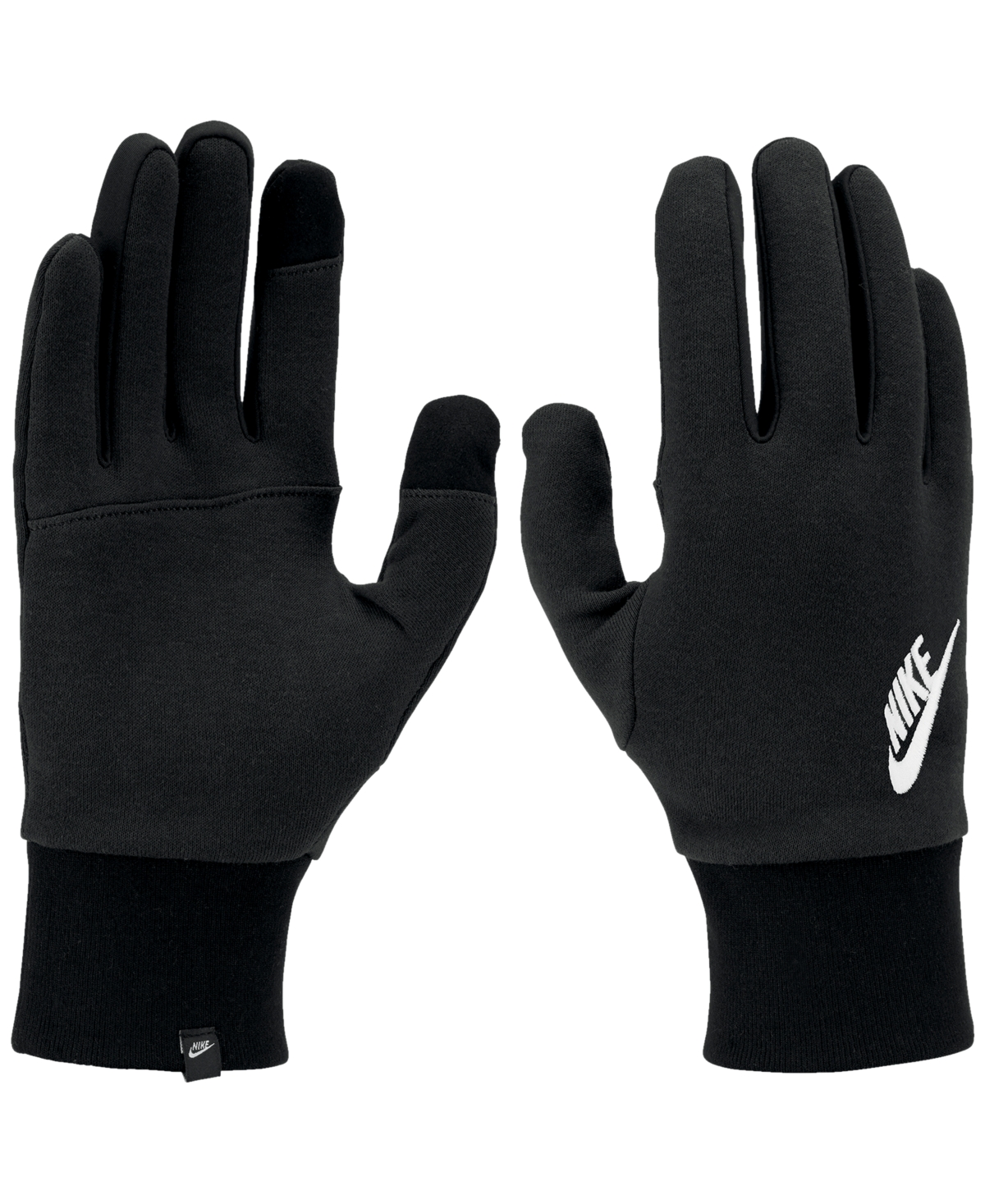 Nike Men's Club Fleece 2.0 Embroidered Logo Tech Gloves In Black/black/white