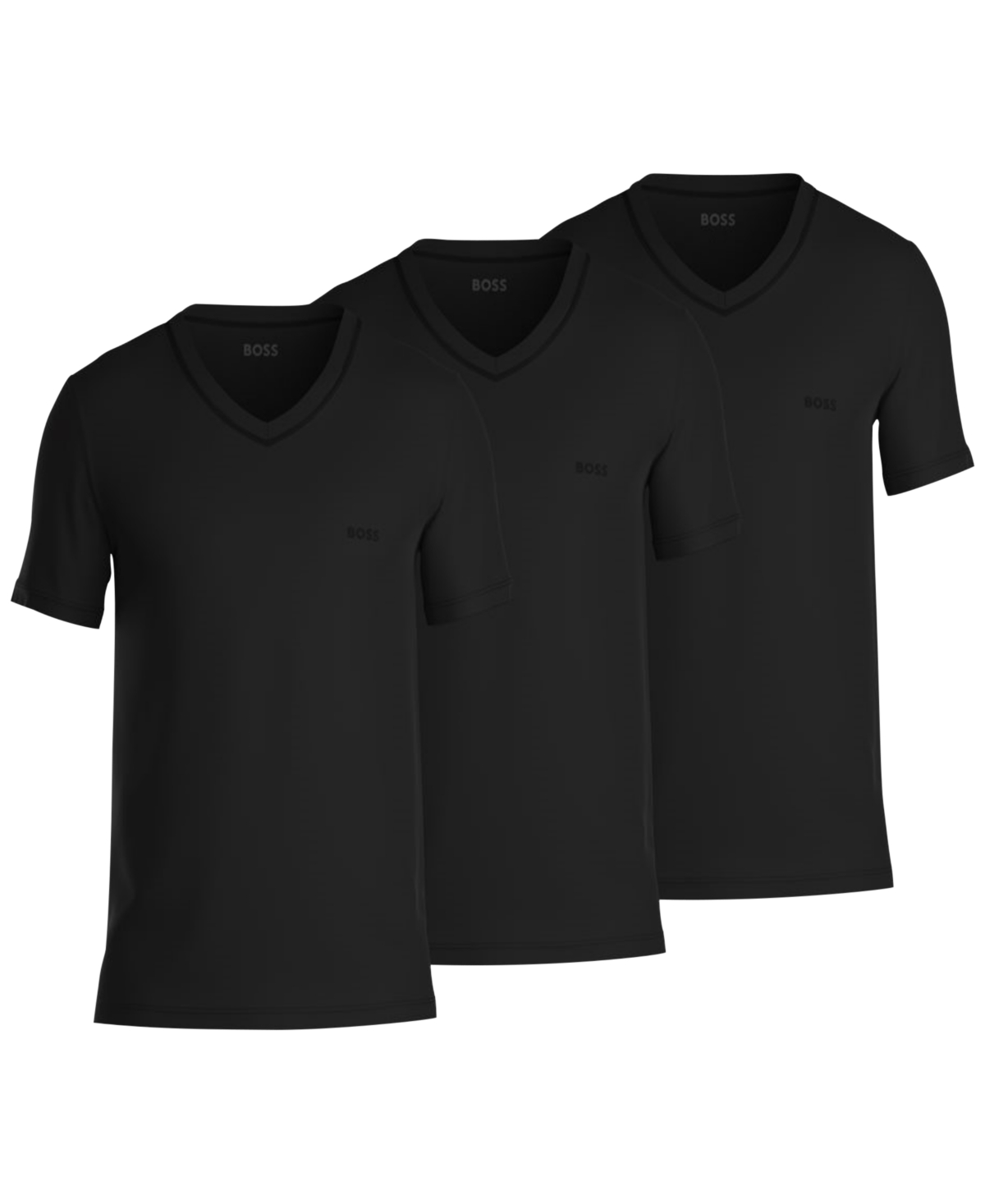 Shop Hugo Boss Boss By  Men's 3-pk. Classic Solid V-neck T-shirts In Black