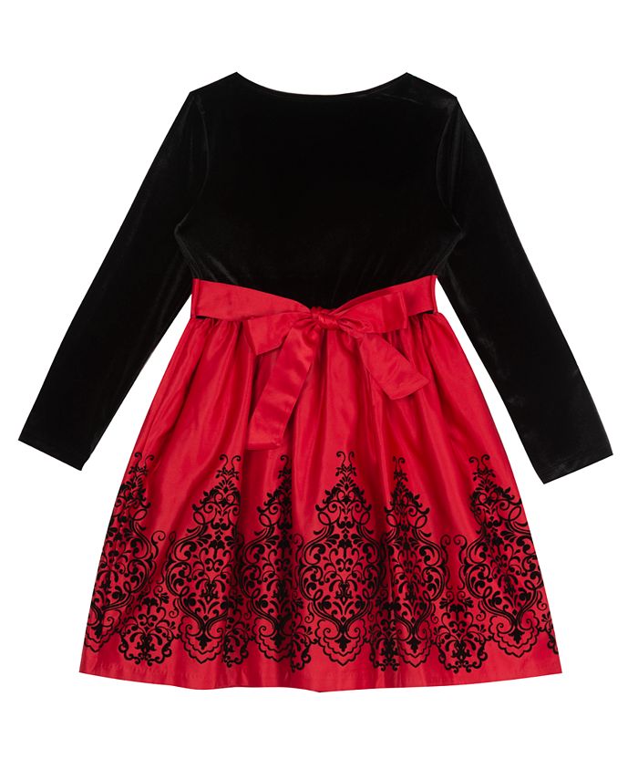 Rare Editions Big Girls Velvet Bodice Dress with Satin Skirt - Macy's