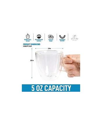 Zulay Kitchen Double Wall Insulated Clear Glass Espresso Cups, set