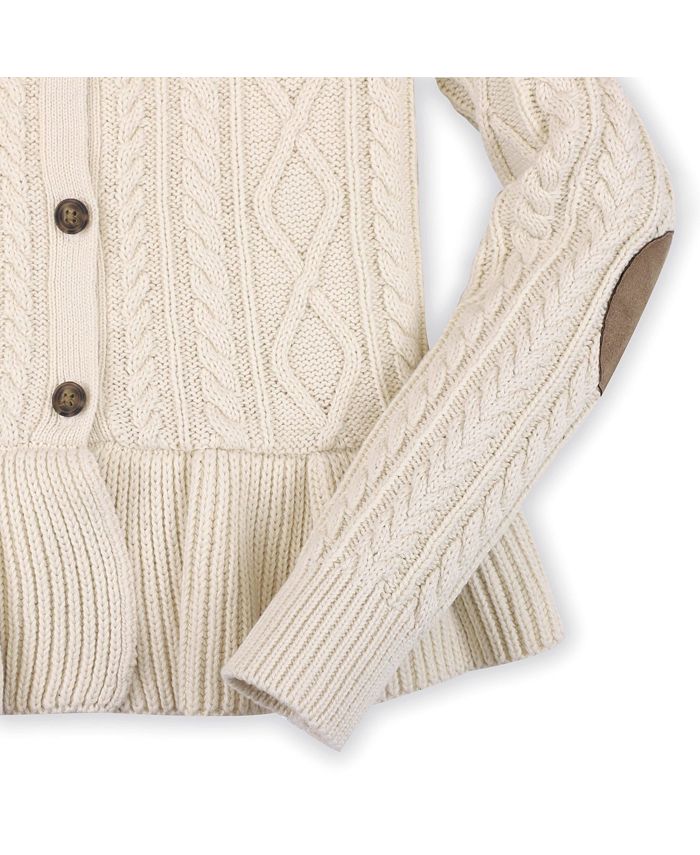 Hope & Henry Girls' Long Sleeve Peplum Cable Cardigan Sweater, Infant