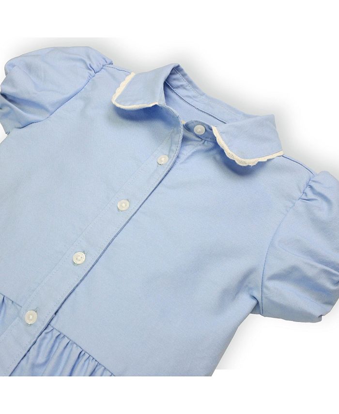 Hope & Henry Girls' Short Sleeve Tiered Oxford Dress, Kids - Macy's