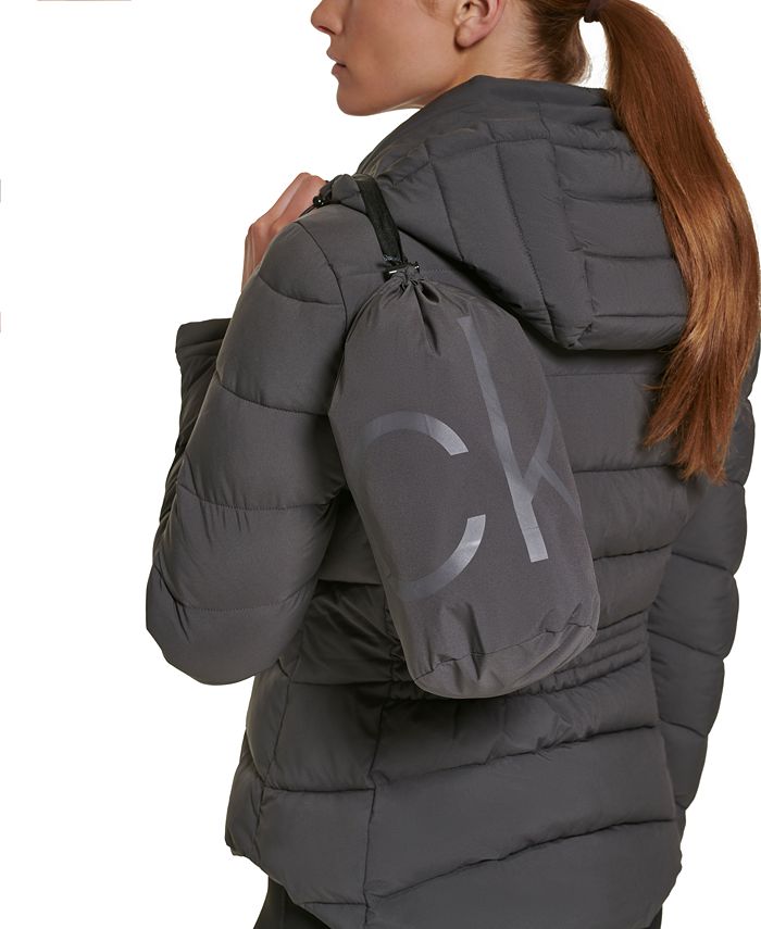 Calvin Klein Women's Hooded Stretch Packable Puffer Coat, Created for