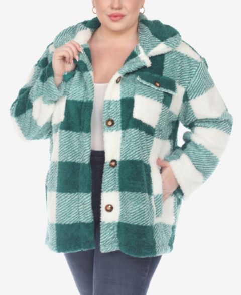 Женские куртки White Mark Plus Size Plaid Shacket Jacket