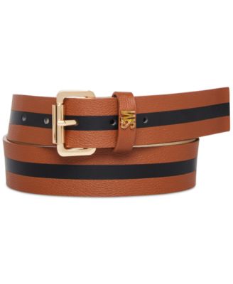 Steve Madden - Striped Inlay Faux-Leather Belt