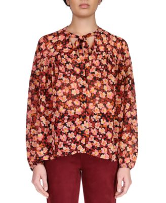 Sanctuary - Floral Button Front Yoke Tie Blouse