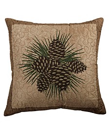 Antique-Like Pine Cone Decorative Pillow, 18" x 18"