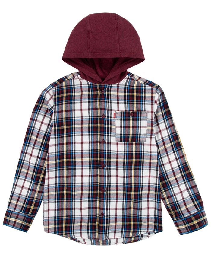 Levi's Big Boys Hooded Plaid Comfortable Flannel Shirt & Reviews - Shirts &  Tops - Kids - Macy's