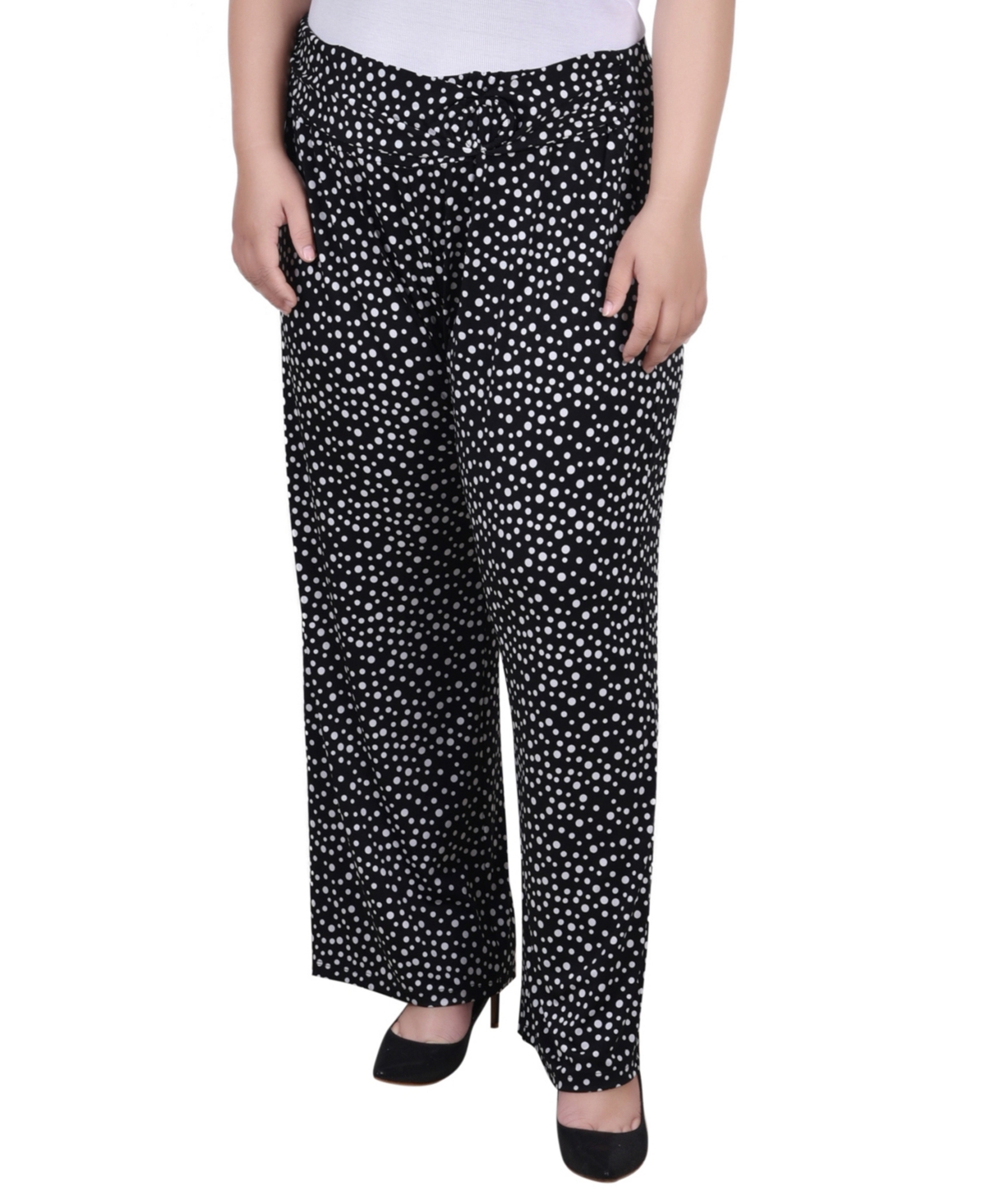 Ny Collection Plus Size Cropped Pull On Pants With Faux Belt In Nice Icemoon
