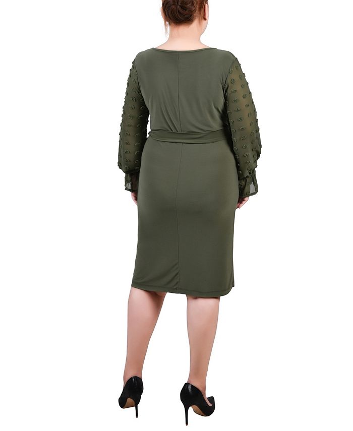 NY Collection Plus Size Long ChiffonSleeve Knit Dress Macy's