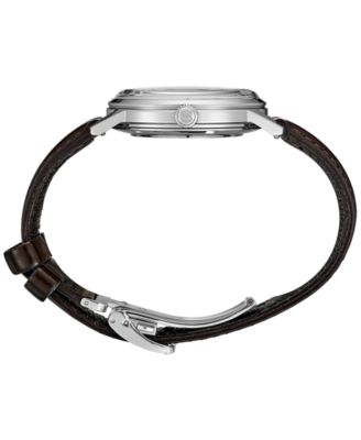 Men's Automatic Presage Brown Leather Strap Watch 40mm