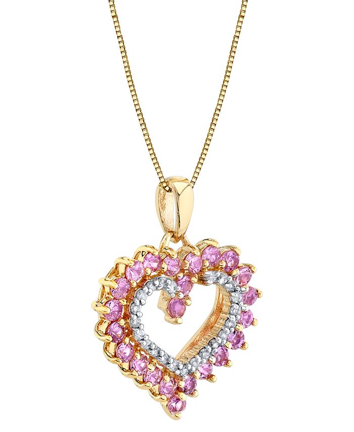Macy's Pink Sapphire (1-3/8 ct. t.w.) & Diamond (1/10 ct. t.w.) Open Heart 18