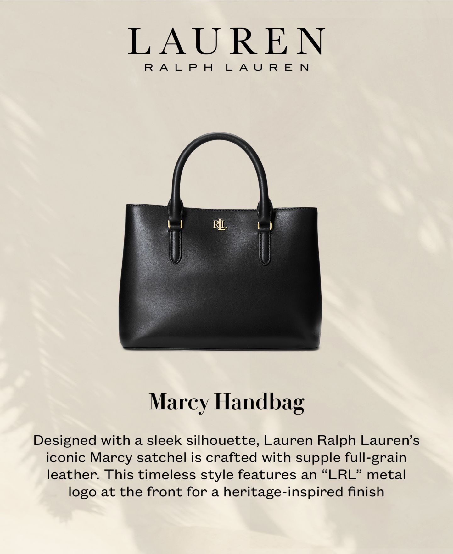Женская сумка Lauren Ralph Lauren Leather Small Marcy 26 Satchel, цвет: Чёрный — фото 6