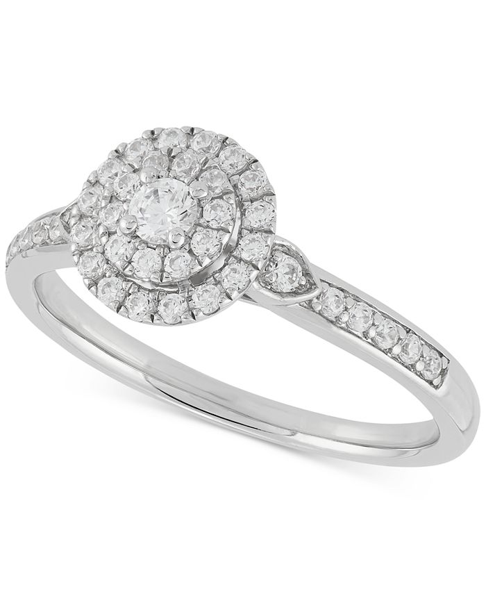 Forever Grown Diamonds Lab-Created Diamond Halo Cluster Ring (3/8 ct. t ...