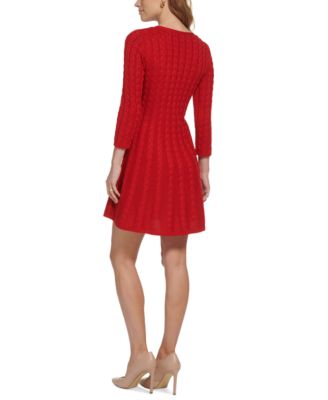 Jessica Howard Petite V-Neck Cable-Knit 