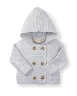 Hope Henry Baby Long Sleeve Button Front Hooded Sweater - Light grey heather 29$