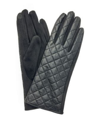 Women's Quilted Faux Leather Touchscreen Glove