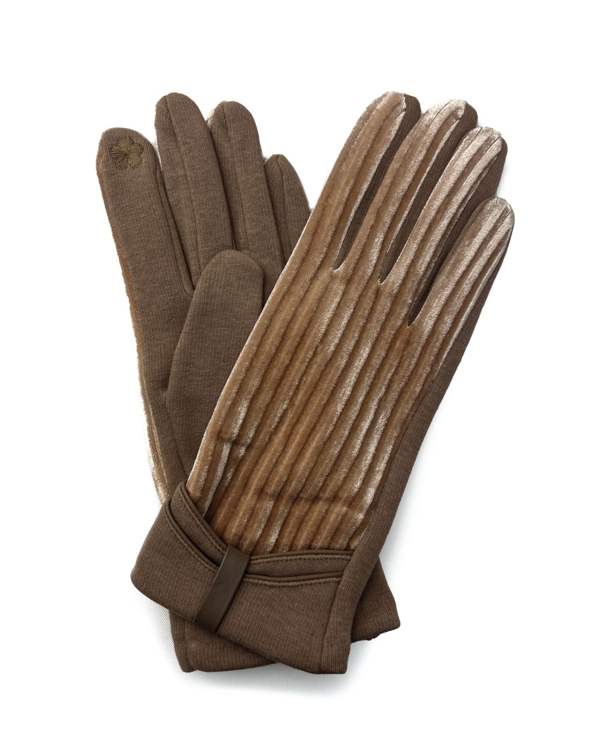 Marcus Adler Women's Bow Velvet Touchscreen Gloves In Champagne