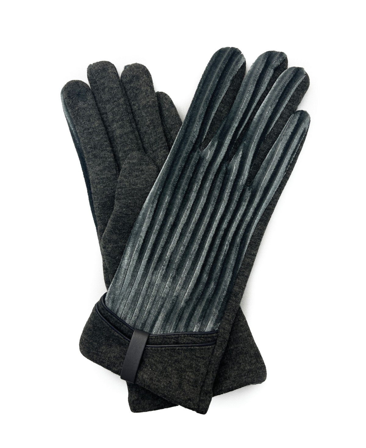 Women's Bow Velvet Touchscreen Gloves - Gray