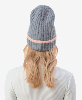 Women's Stripe Cuff Ribbed Knit Beanie