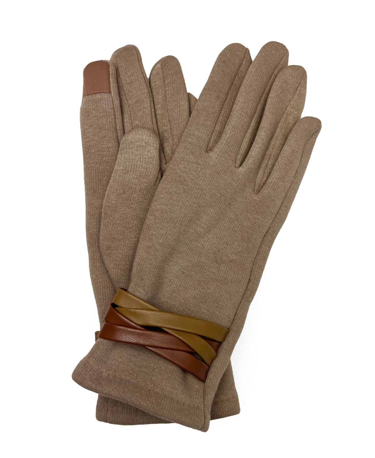 Marcus Adler Women's Criss Cross Jersey Touchscreen Glove In Taupe