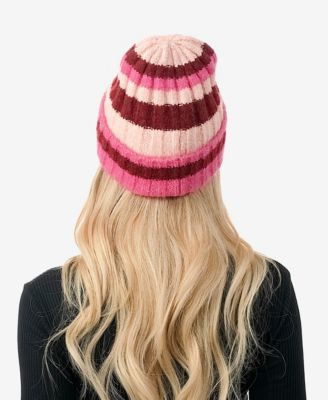 Women's Stripe Ribbed Knit Cuff Beanie