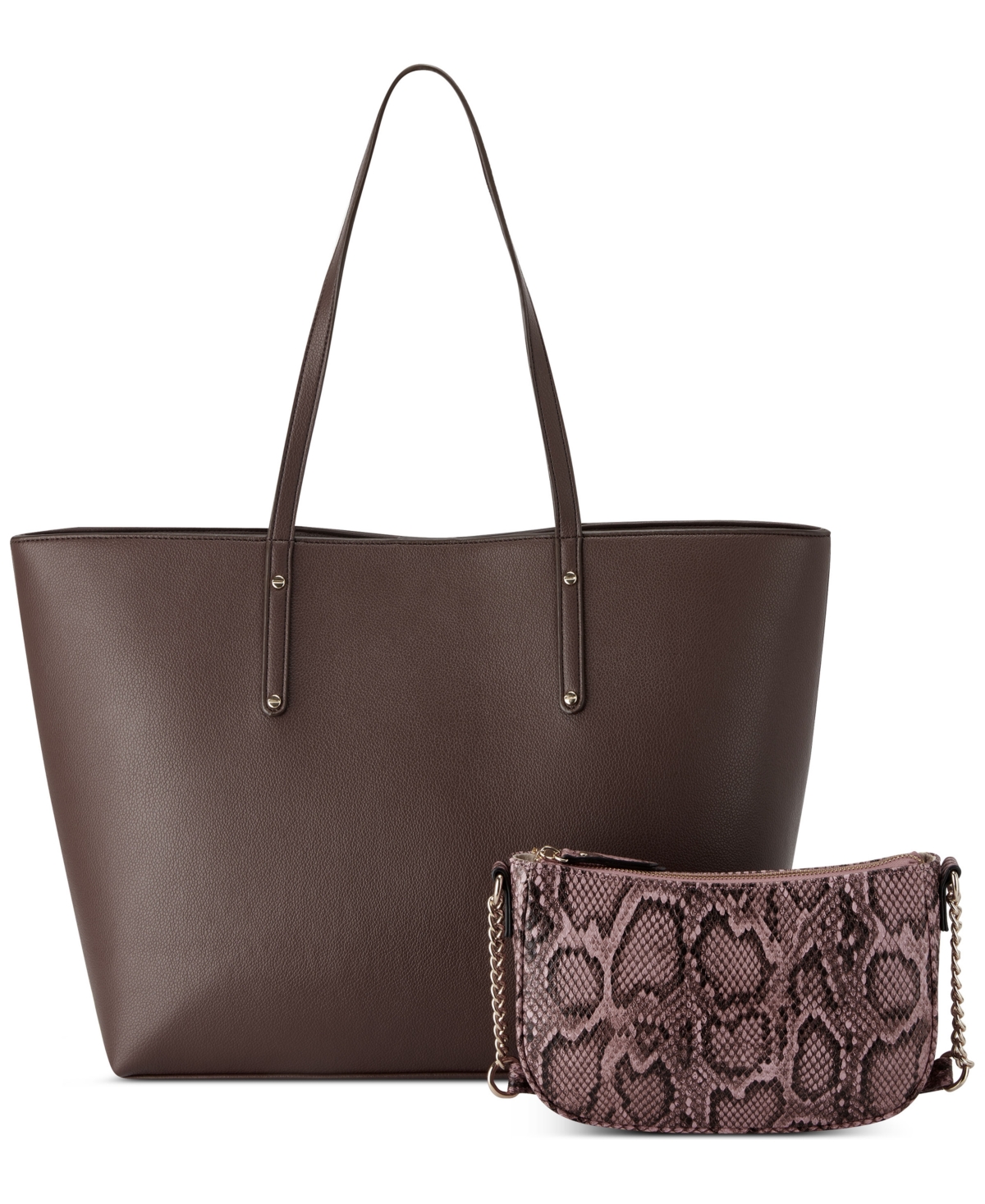 Inc International Concepts Zoiey 2-1 Tote, Created For Macy's In Dark Oak/mauve