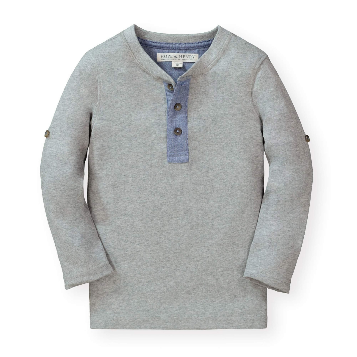 Hope & Henry Boys Henley Tee with Rolled Sleeves