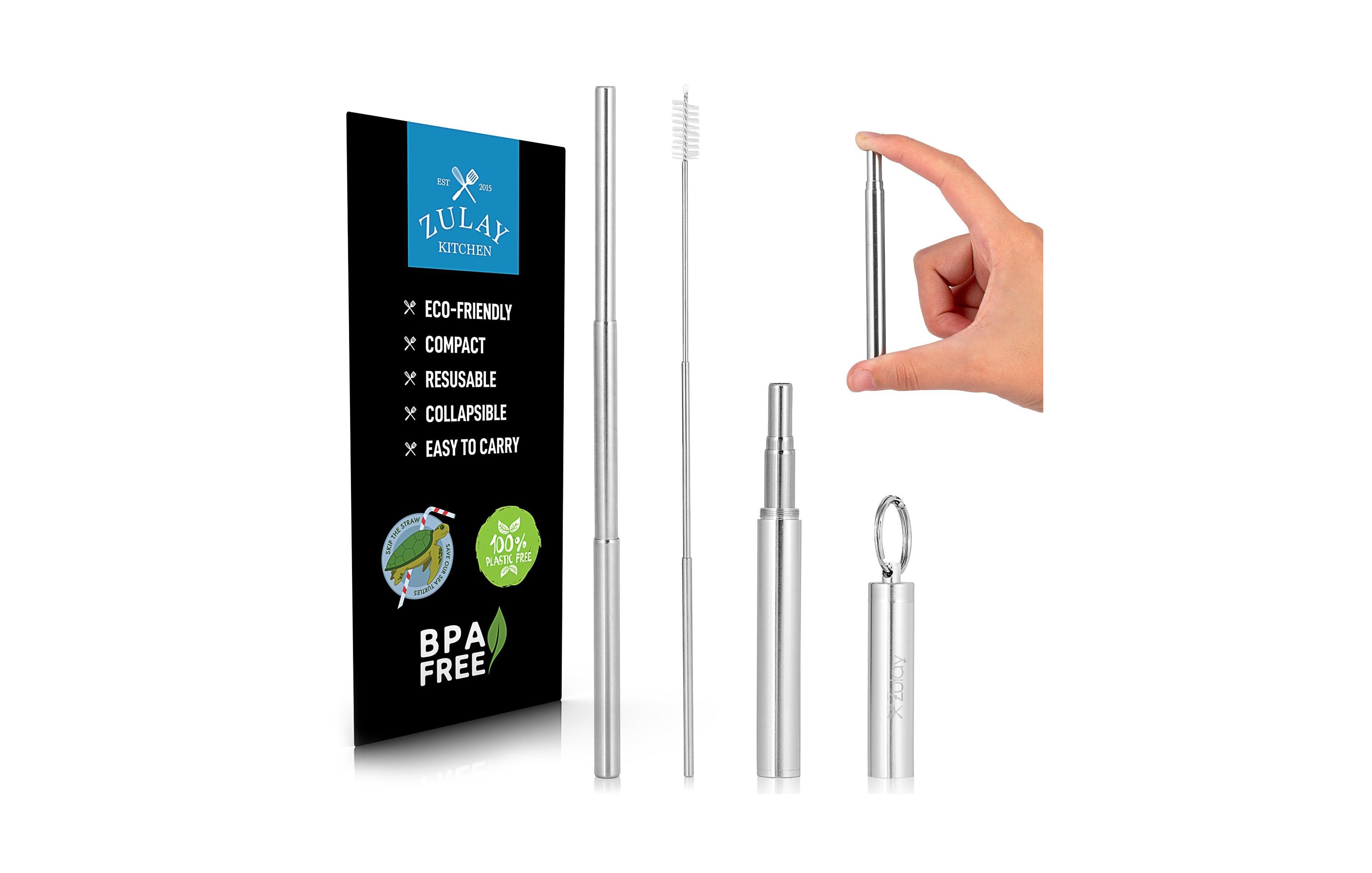 Zulay Kitchen Collapsible Straw with Case and Cleaning Tool