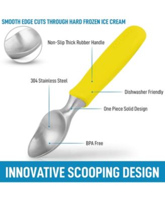 Heavy Duty Ice Cream Scoop - Stainless Steel Ice Cream Scooper With Non-Slip Rubber Grip