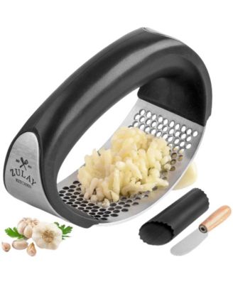 Stainless Steel Garlic Press Rocker with Peeler and Scraper