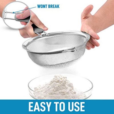 Set of 3 Premium Stainless Steel Fine Mesh Strainer with Non-Slip Handles