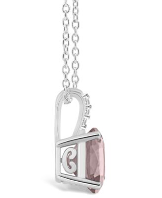 Women's Rose Quartz (1-3/4 ct.t.w.) and Diamond Accent Pendant Necklace in Sterling Silver