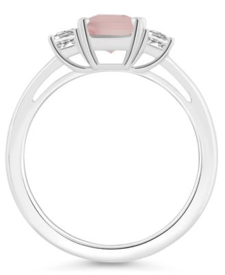 Women's Rose Quartz (1-3/5 ct.t.w.) and White Topaz (3/4 ct.t.w.) 3-Stone Ring in Sterling Silver