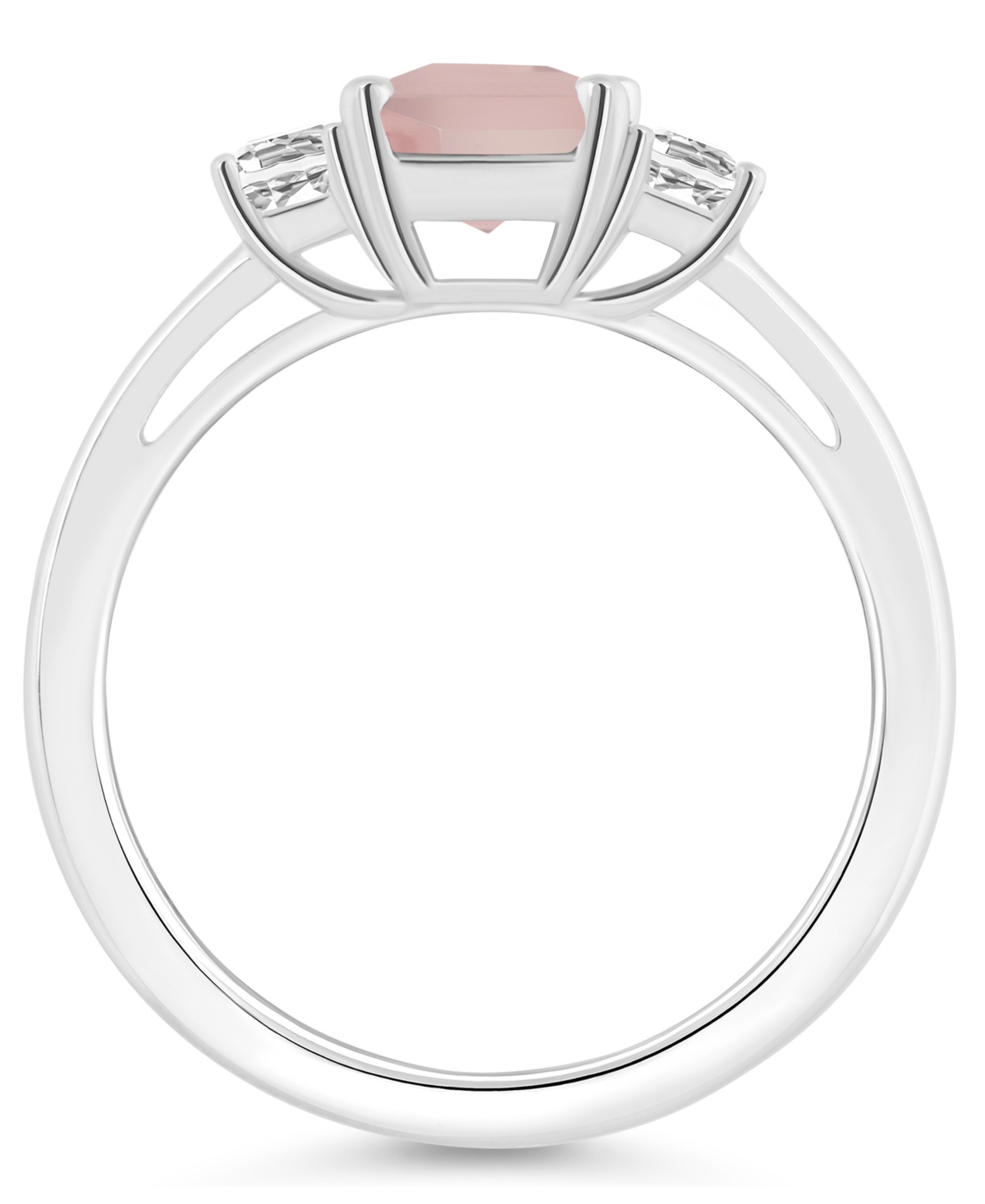 Macy's Women's(1-3/5 ct.t.w.) and White Topaz (3/4 ct.t.w.) 3-Stone Ring in Sterling Silver - Rose Quartz