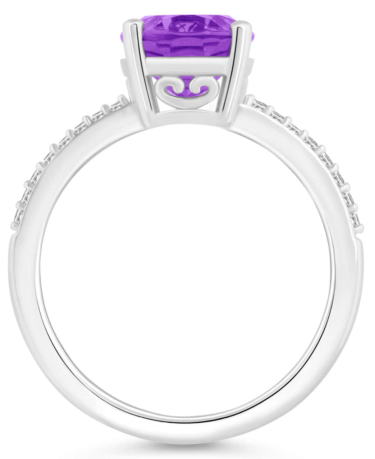Macy's Women's(2-1/2 ct.t.w.) and Diamond (1/10 ct.t.w.) Ring in Sterling Silver - Amethyst