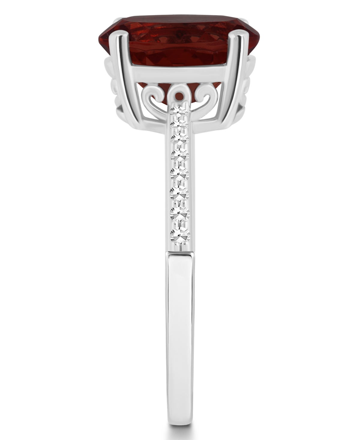 Macy's Women's(3-1/10 ct.t.w.) and Diamond (1/10 ct.t.w.) Ring in Sterling Silver - Garnet
