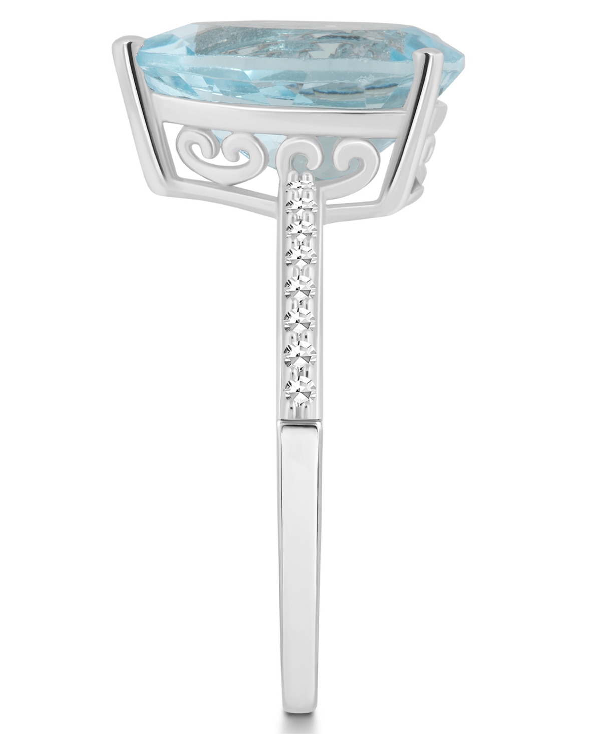 Macy's Women's(3-2/3 ct.t.w.) and Diamond (1/10 ct.t.w.) Ring in Sterling Silver - Sky Blue Topaz