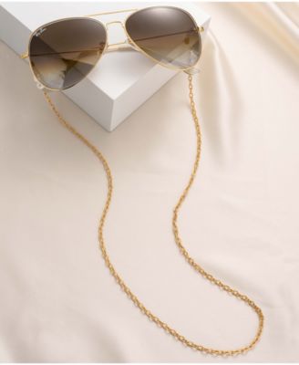 Women's 18k Gold Plated Wide Link Imitation Pearl Glasses Chain