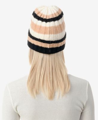 Women's Stripe Ribbed Knit Cuff Beanie