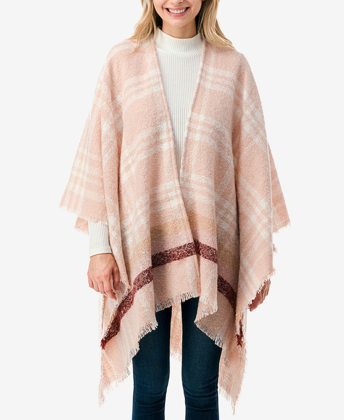 Marcus Adler Women's Plaid Poncho In Ivory