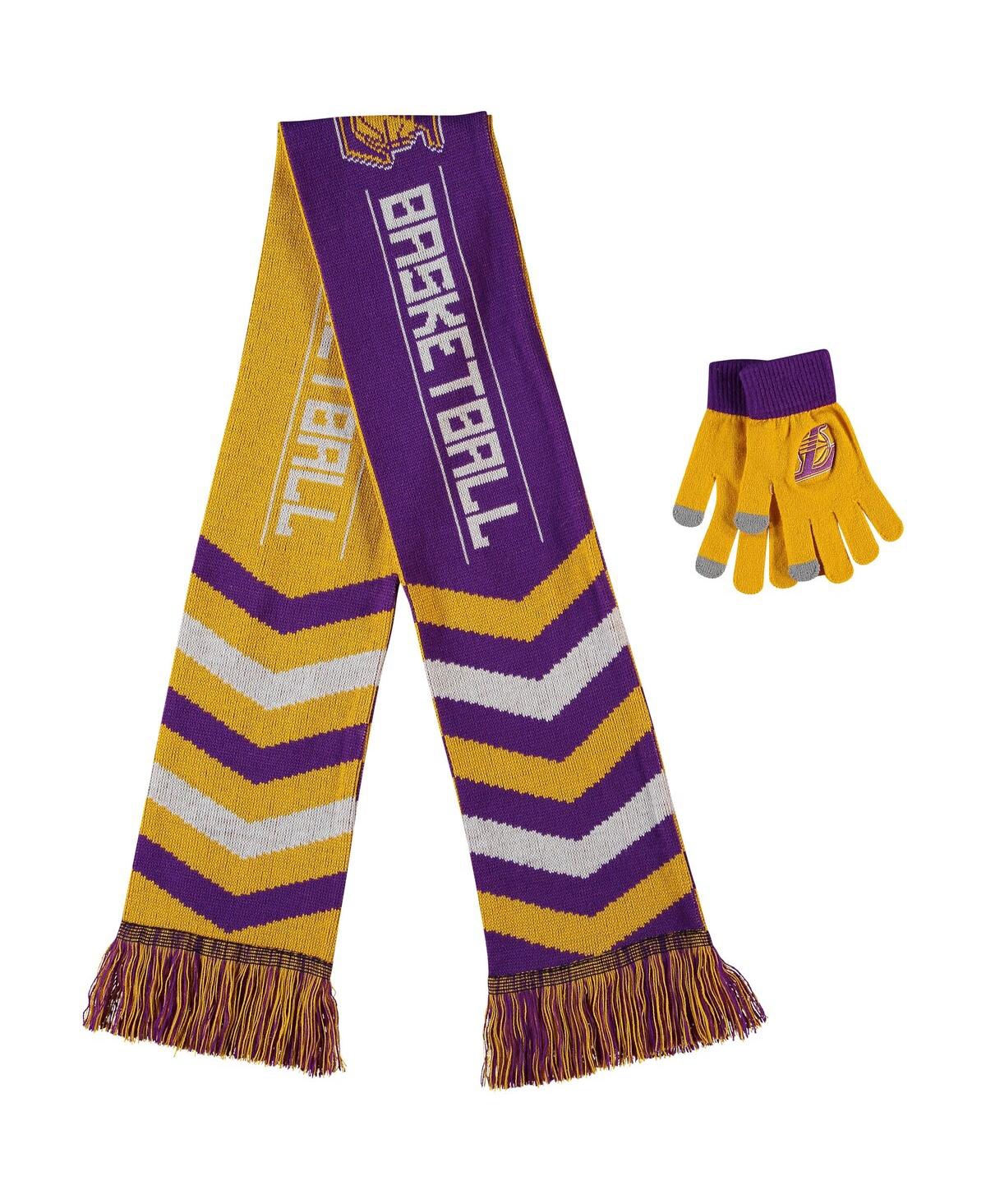 FOCO MEN'S AND WOMEN'S FOCO GOLD LOS ANGELES LAKERS GLOVE AND SCARF COMBO SET
